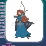 Brave Princess Merida Archer with Bow and Arrow embroidery designs - Instant Download