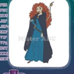Merida Brave Princess curly red hair bow embroidery designs - Instant Download