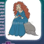 Brave Princess Merida style red-haired girl embroidery designs - Instant Download