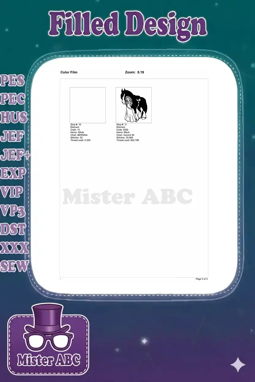 Page 2 of the color film for the Merida and Angus embroidery, detailing the final two color stops and elements.