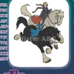 Princess Merida with Queen Elinor on Galloping Horses Embroidery Designs - Instant Download