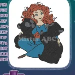 Brave princess Merida and bear cubs fantasy embroidery designs - Instant Download