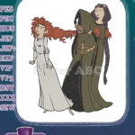 Disney Brave Merida and Queen Elinor hair brushing embroidery designs - Instant Download