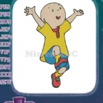 Caillou jumping happy character embroidery designs for kids apparel - Instant Download
