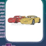 Lightning McQueen and Sally Carrera cartoon cars embroidery designs - Instant Download