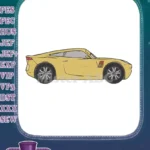 Fast yellow race car 95 machine embroidery designs - Instant Download