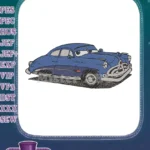 Doc Hudson vintage blue race car character embroidery designs - Instant Download