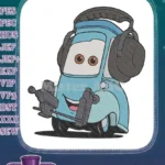 Disney Cars Guido forklift character with headphones embroidery designs - Instant Download