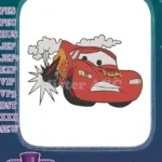 Lightning McQueen Shocked Crash Red Race Car Embroidery Designs - Instant Download
