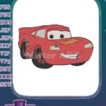 Lightning McQueen red race car smiling face embroidery designs - Instant Download