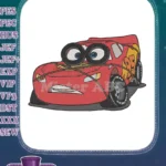 Disney Cars Lightning McQueen character wide-eyed red race car embroidery designs - Instant Download