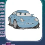 Cute blue cartoon car character embroidery designs for children - Instant Download