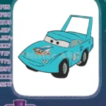 Light Blue Dinoco 43 Race Car Embroidery Designs - Instant Download