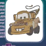 Mater Tow Truck Disney Cars Character Embroidery Designs - Instant Download