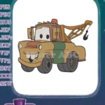 Smiling Mater tow truck character cartoon embroidery designs - Instant Download