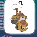 Mater from Cars Smiling with Question Mark Embroidery Designs - Instant Download