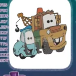 Mater and Blue Tow Truck Cartoon Embroidery Designs - Instant Download
