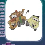 Mater and yellow car happy cartoon embroidery designs for kids - Instant Download