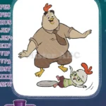 Chicken Little and Father Buck Cluck Playful Scene Embroidery Designs - Instant Download