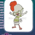 Happy Chicken Little wearing glasses cartoon character embroidery designs - Instant Download