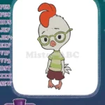 Cute cartoon Chicken Little wearing green glasses embroidery designs - Instant Download