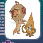 Cute cartoon fish diver and multi-eyed alien creature embroidery designs - Instant Download