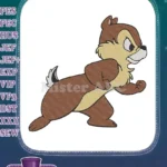 Angry Dale Chipmunk Running Cartoon Embroidery Designs - Instant Download