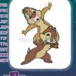 Chip and Dale stacked playful surprised cartoon embroidery designs - Instant Download