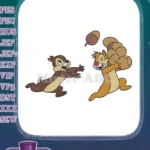 Happy Chip and Dale with Acorns Playful Embroidery Designs - Instant Download