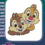 Happy Chip and Dale Hugging Cartoon Character Embroidery Designs - Instant Download