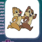 Playful Disney Chip and Dale running cartoon embroidery designs - Instant Download