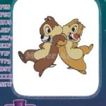 Playful Disney Chip and Dale cartoon chipmunks embroidery designs - Instant Download