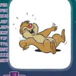 Hilarious cartoon chipmunk laughing joyfully falling backward embroidery designs - Instant Download