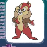 Disney Chipmunk Chip in Pilot Jacket Embroidery Designs - Instant Download