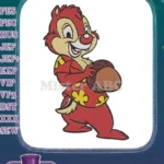 Disney Dale Chipmunk Holding Acorn Hawaiian Shirt Embroidery Designs - Instant Download