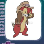 Shy Dale in fedora hat and brown jacket embroidery designs - Instant Download