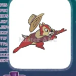 Excited Dale chipmunk with flying hat Disney cartoon embroidery designs - Instant Download