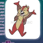 Happy Dale Chip 'n Dale celebrating cartoon embroidery designs - Instant Download