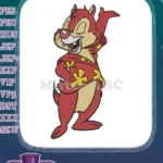 Happy Dale Chipmunk Character Red Hawaiian Shirt Embroidery Designs - Instant Download