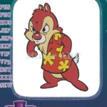 Angry Dale Disney cartoon character embroidery designs with Hawaiian shirt - Instant Download