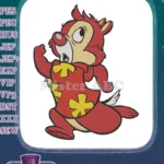 Disney Chip 'n Dale Dale surprised red flower shirt embroidery designs - Instant Download