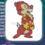 Disney Dale Chipmunk Red Hawaiian Shirt Embroidery Designs - Instant Download