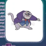Charming purple cat with mustache cartoon embroidery designs - Instant Download