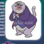 Purple mischievous cartoon cat villain embroidery designs - Instant Download