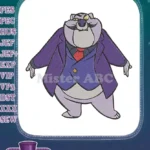 Purple Striped Badger Character Wearing Suit Embroidery Designs - Instant Download