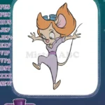 Lively orange-haired cartoon mouse girl dancing pose embroidery designs - Instant Download
