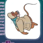Classic Cartoon Mouse Detective Basil Embroidery Designs Running Upwards - Instant Download