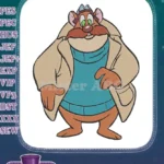 Chubby cartoon beaver wearing trench coat and hat embroidery designs - Instant Download