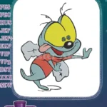 Happy cartoon mouse with big yellow eyes embroidery designs - Instant Download