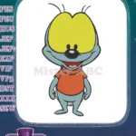 Happy cartoon bug with big yellow eyes embroidery designs - Instant Download